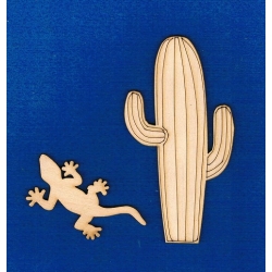 Kaktus   12,5x6,5cm   +  jaszczurka  7,5x3,5cm